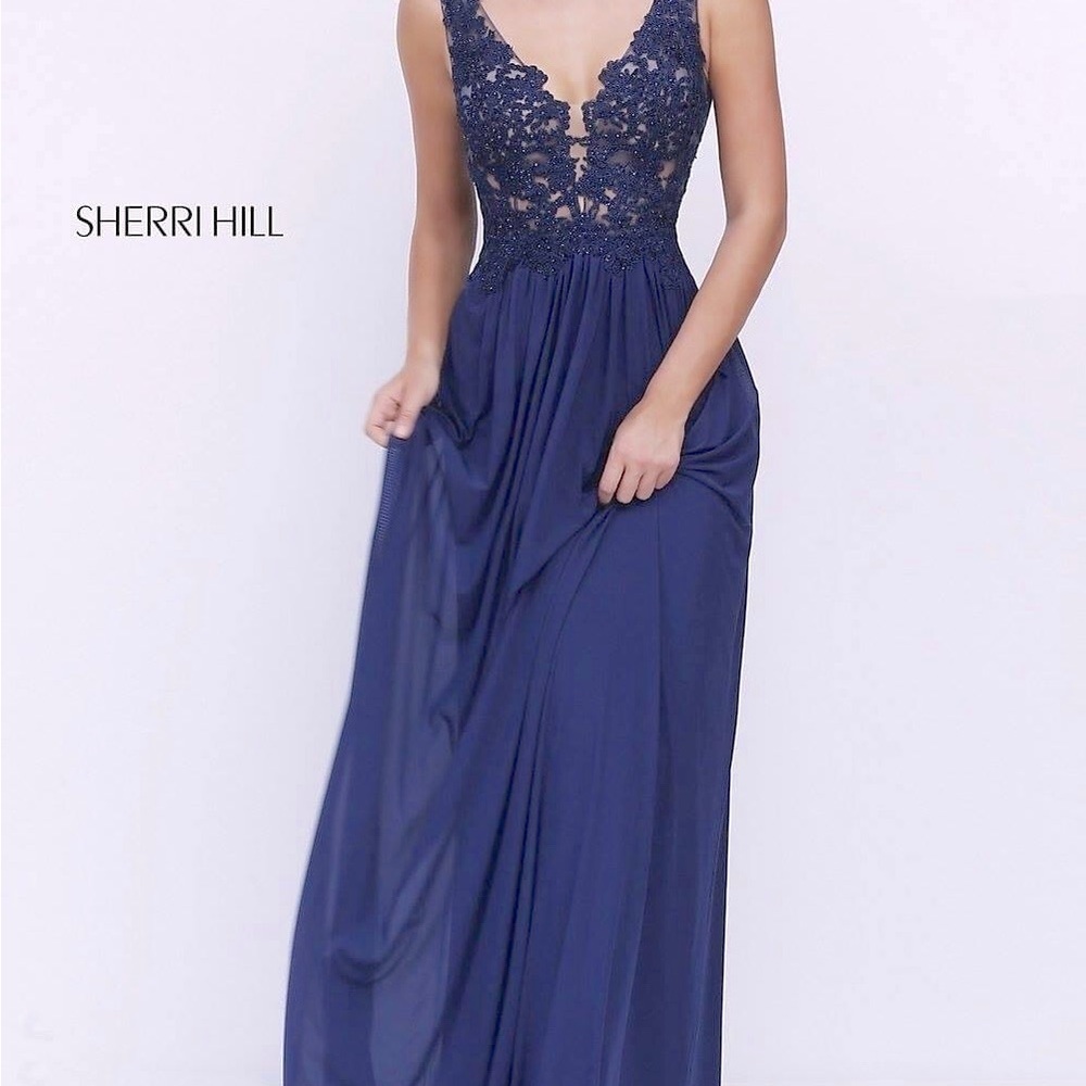 Beautiful, navy floor length gown